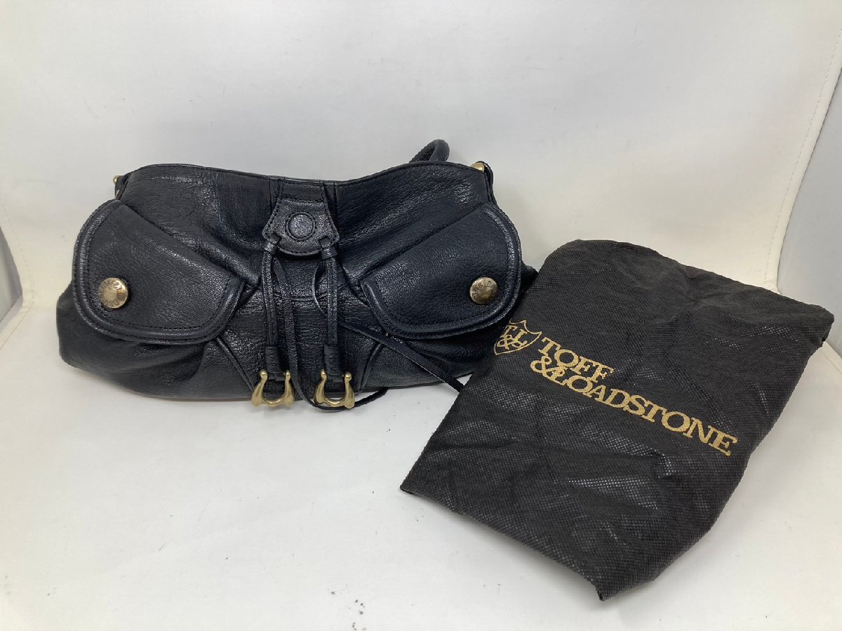 ◆TOFF&LORDSTONE トフアンドロードストーン ハンドバッグ レザー 黒系 保管袋付き 中古◆10215