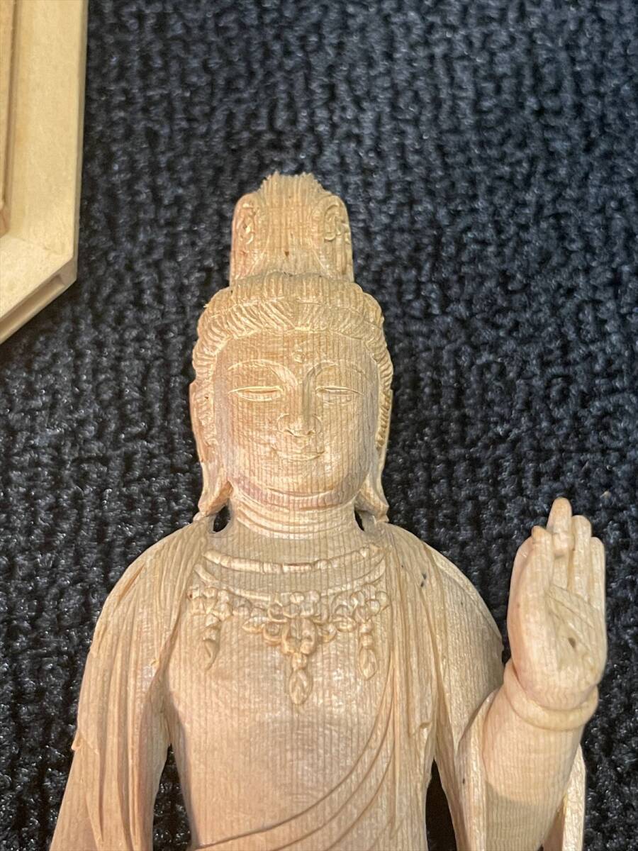 まごころ堂 寺院収集品の仏像 木製 昭和初期 高さ21㎝ 幅9㎝(V まごころ堂 寺院収集品の仏像 木製 昭和初期 高さ21㎝ 幅9㎝(V