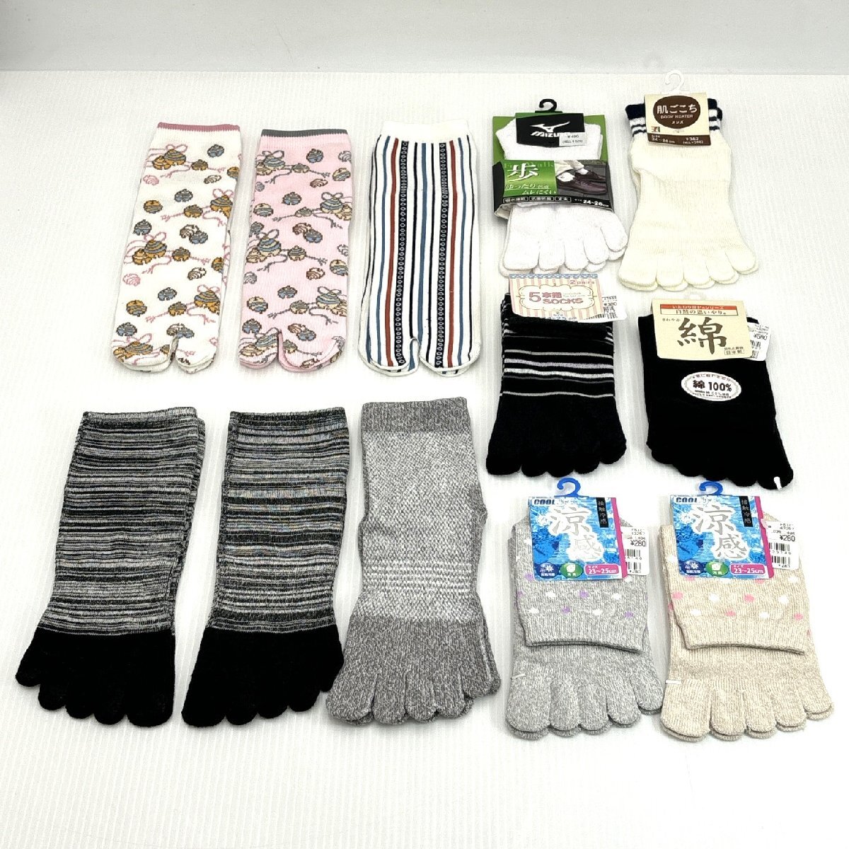 1000円～ 未使用 5本指ソックス 10足/足袋ソックス 3足 まとめ メンズあり 23～24cm 24～26cm Mサイズ ミズノほか 靴下 くつした【道楽札幌