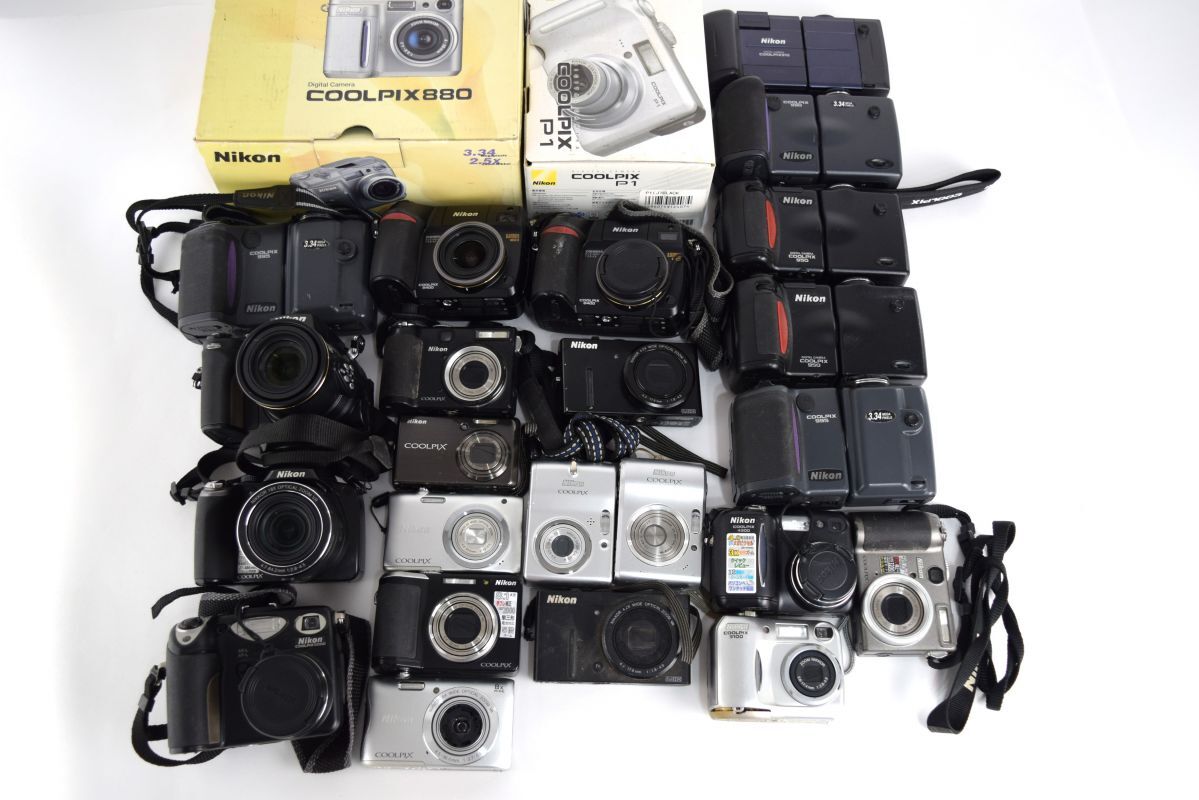 1円〜 コンパクトデジタルカメラ 25点まとめ売り 動作未確認 ジャンク Nikon COOLPIX S3700 P5000等を含む