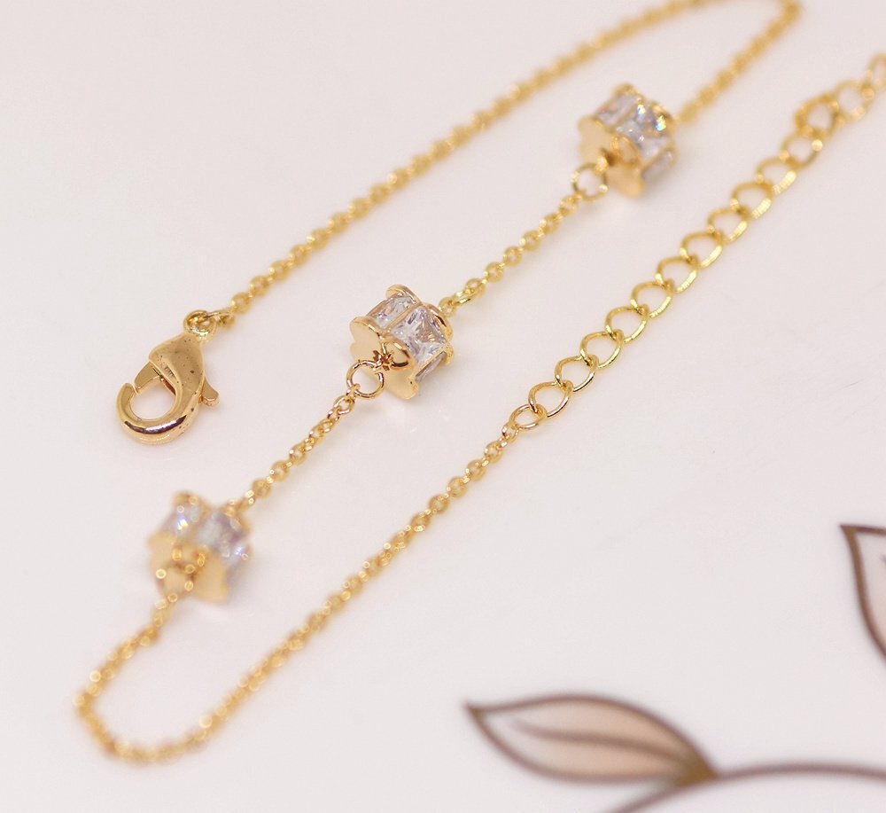 18K RGP ゴールド ダイヤ CZ オシャレ ブレスレット gh903a