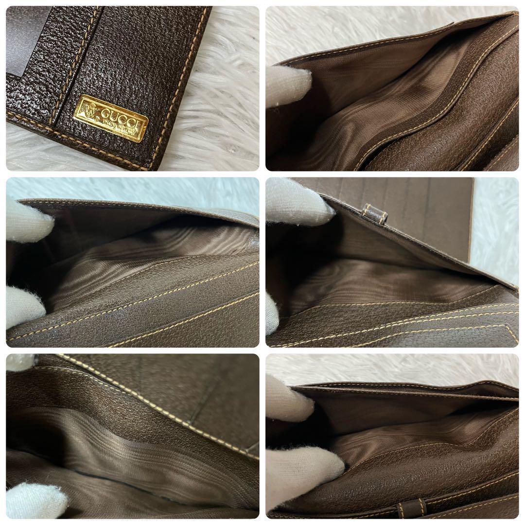 OLD GUCCI/オールドグッチ シェリーライン 三つ折り 長財布 カードケース パスケース GG柄 ヴィンテージ ブラウン系 菊E GUCCI オールドグッチ シェリーライン ボストンバック GG柄 OLD GUCCI