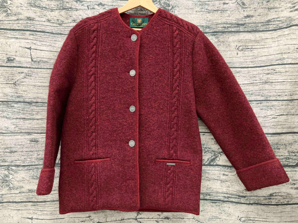 GIESSWEIN ギースヴァイン ウールジャケット ノーカラージャケット RED サイズ40 オーストリア製