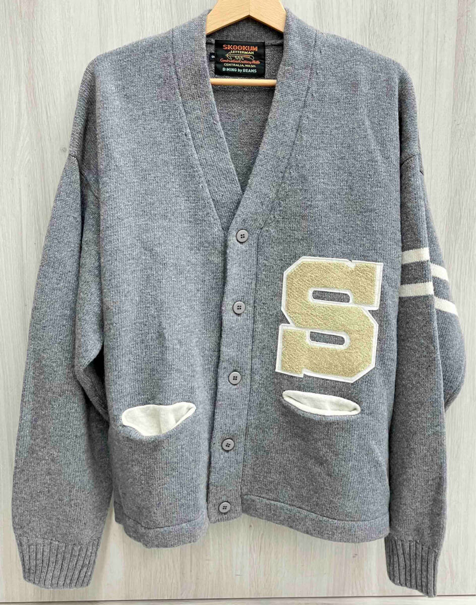 SKOOKUM x B:MING by BEAMS スクーカム×ビーミング バイビームス 21F-BB023 レタードカーディガン グレー系 メンズ Sサイズ