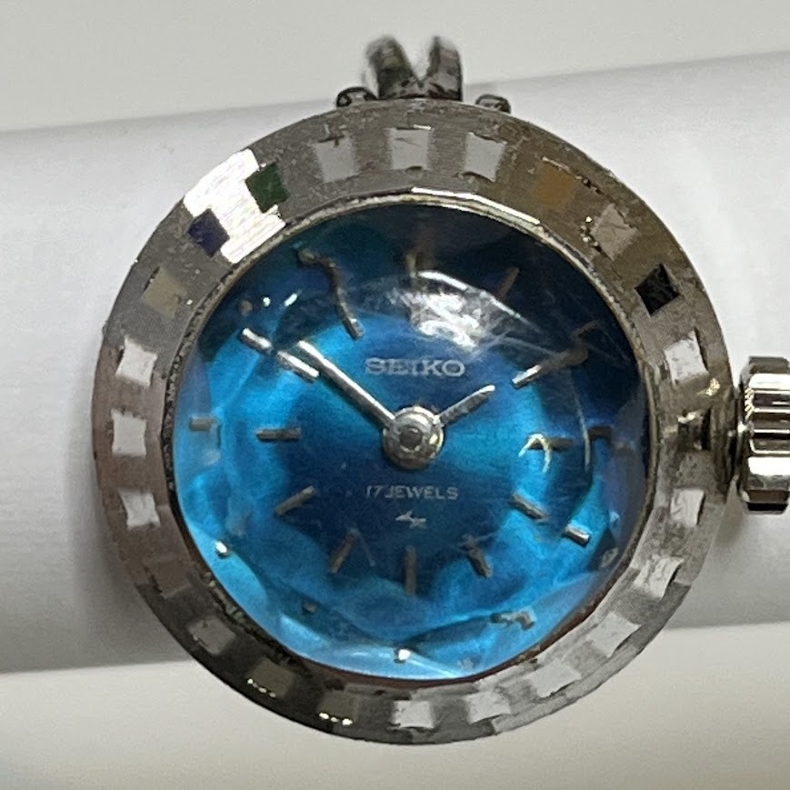 ★SEIKO★　セイコー　リングウォッチ　11-0290　17石　カットガラス　AWGP　青文字盤　手巻き　不動