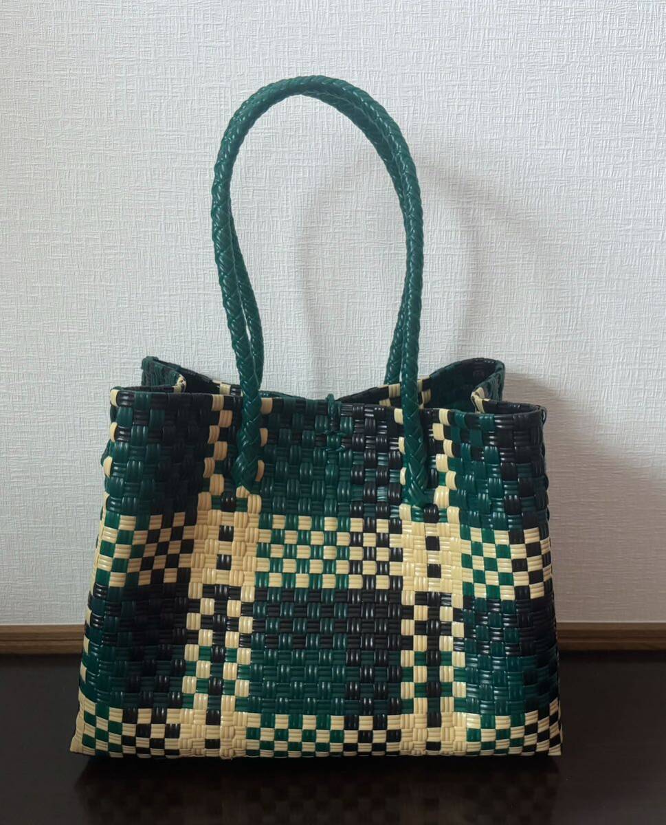 プラカゴ メルカド トートバッグ かごバッグ ハンドメイド 軽量 Lサイズ パサール 深緑