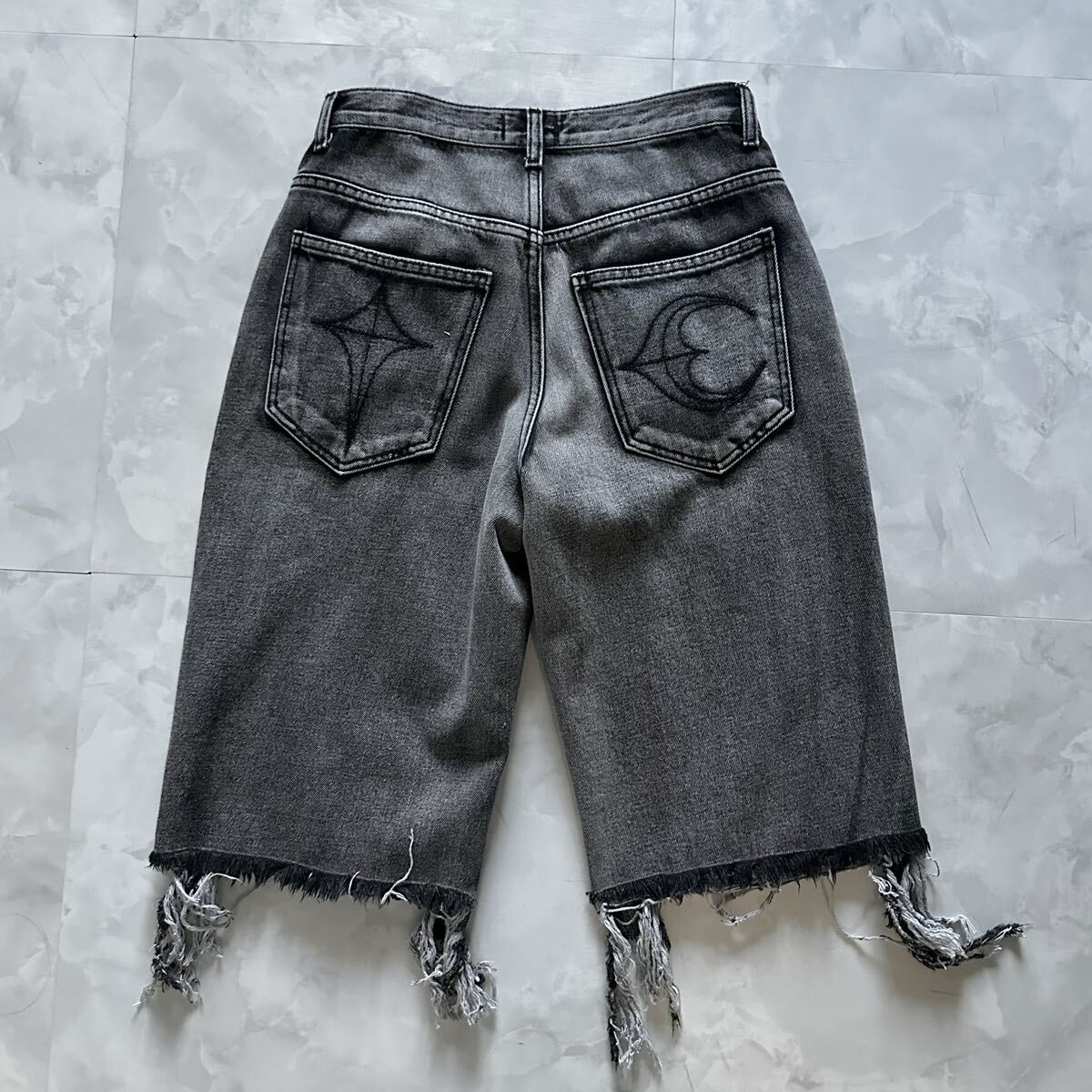 Thug Club】 double knee short denim blk サグクラブ デニム Thug Club】 double knee short denim blk サグクラブ デニム