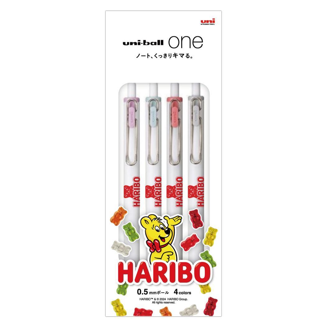 ユニボールワン 0.5mm 4色セット HARIBO ハリボー ボールペン お菓子パッケージ 三菱鉛筆_画像1