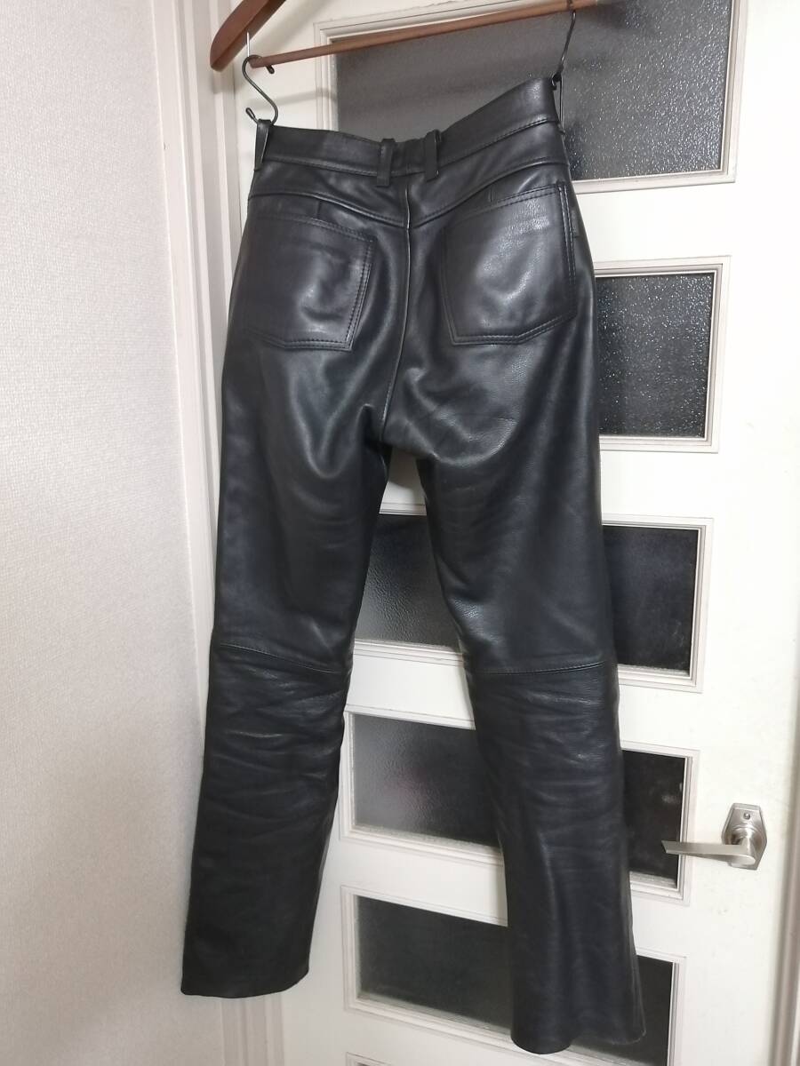 pair-slope leather ntsuG-02 w79cm length of the legs 84.used pair slope leather pants 