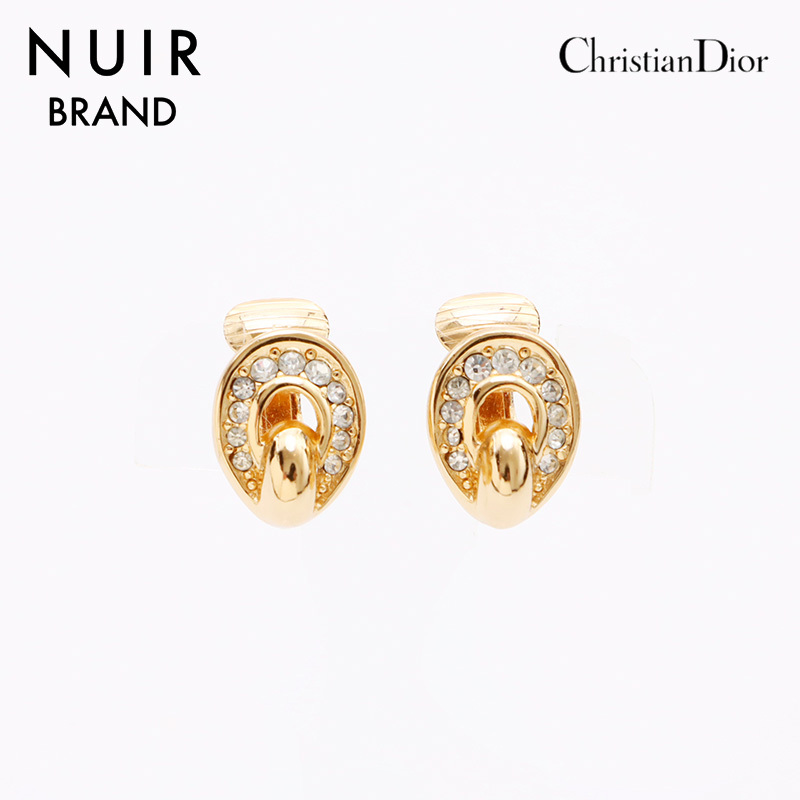 クリスチャンディオール Christian Dior イヤリング ビンテージ ラインストーン ゴールド