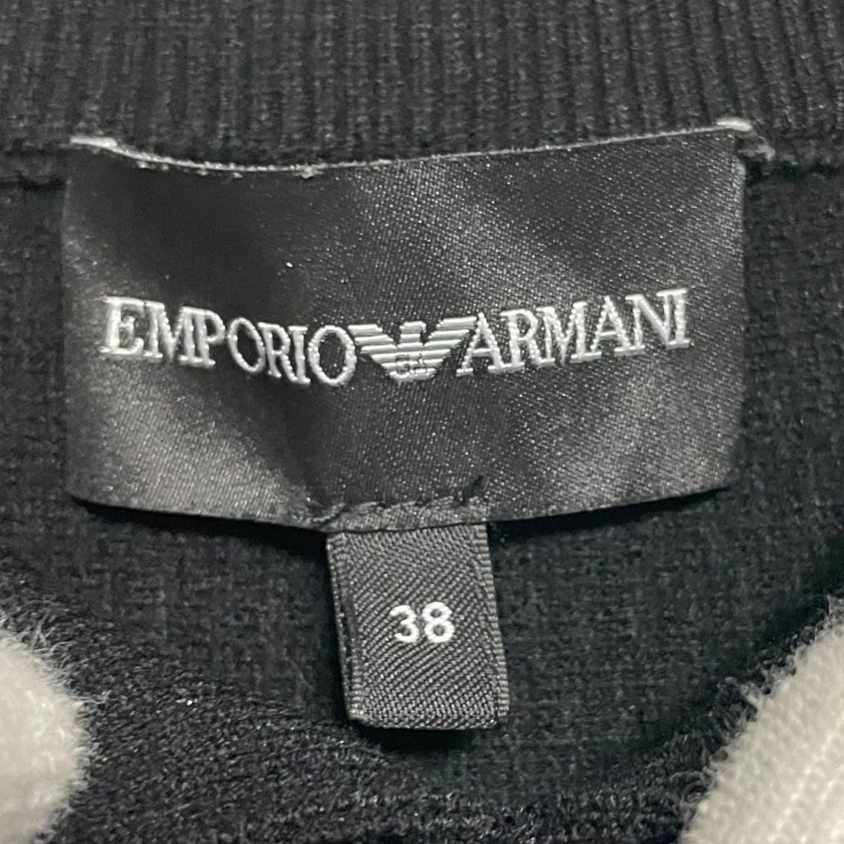  прекрасный товар 20SS EMPORIO ARMANI Emporio Armani стрейч длинный рукав с высоким воротником колено длина вязаный flair One-piece 38 черный 