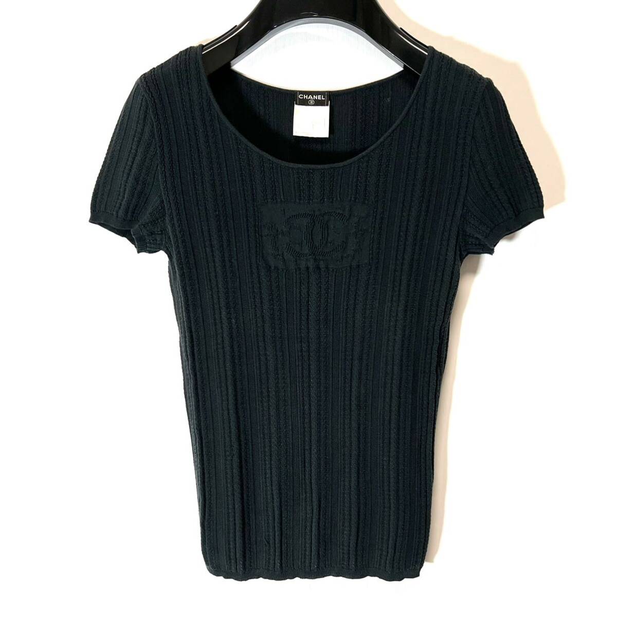 CHANEL シャネル 半袖ニット ロゴ入り サマーニット CHANEL シャネル 半袖ニット ロゴ入り サマーニット