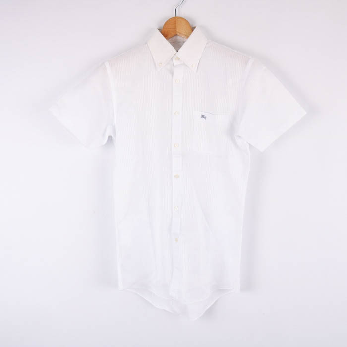  Burberry Black Label short sleeves shirt button down stripe tops men's S size white BURBERRY BLACK LABEL