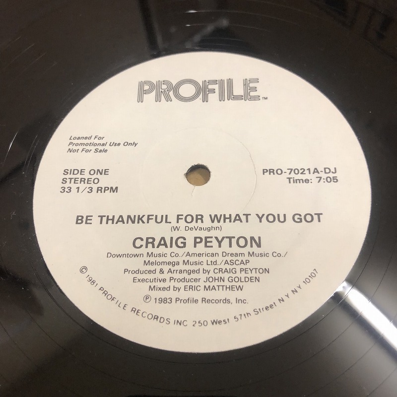 Craig Peyton - Be Thankful For What You Got　(usedbox3)
