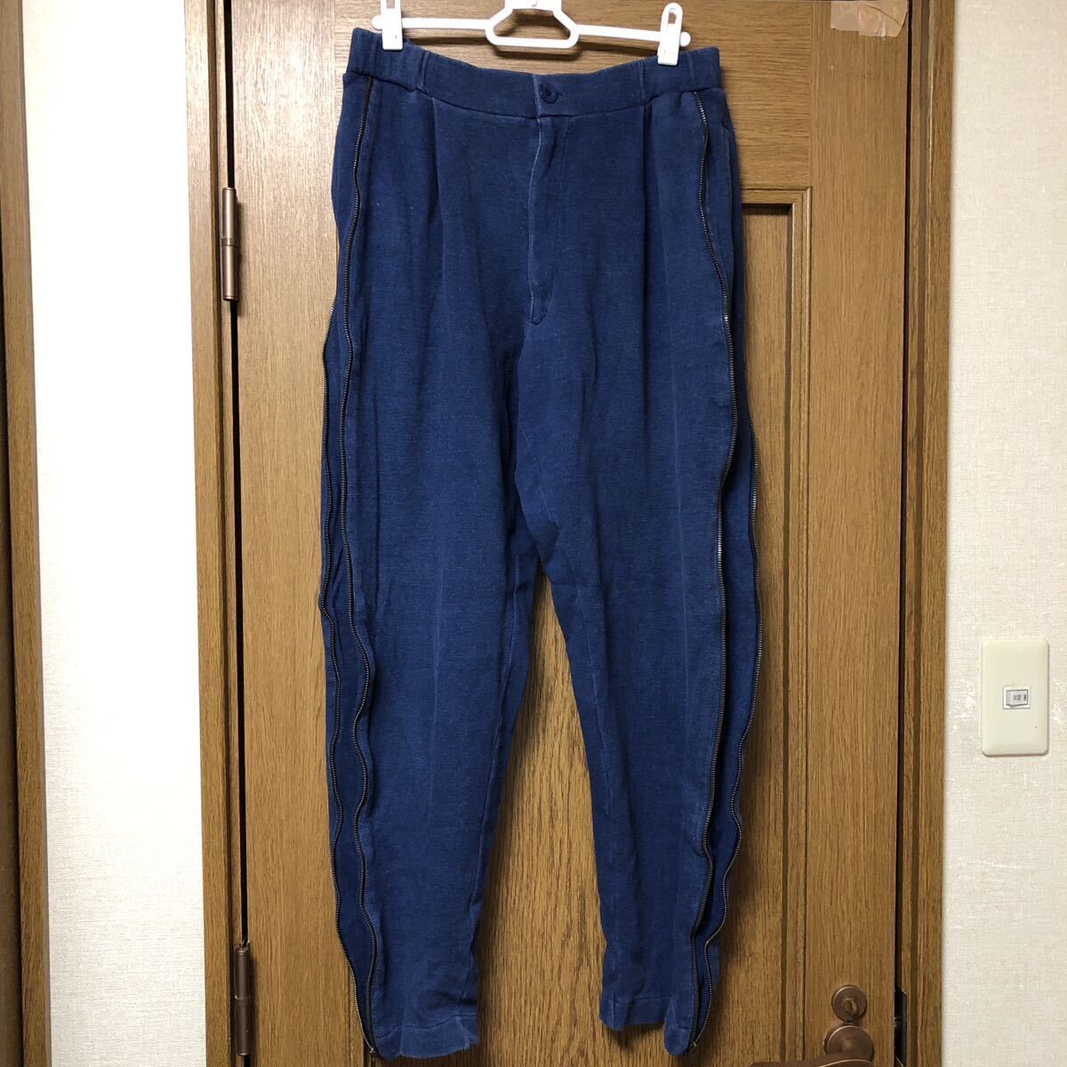 80s ISSEY MIYAKE MEN 筆タグ イッセイミヤケ メン 1980s パラシュート ジップ スウェット パンツ インディゴ VINTAGE ARCHIVEセットアップ
