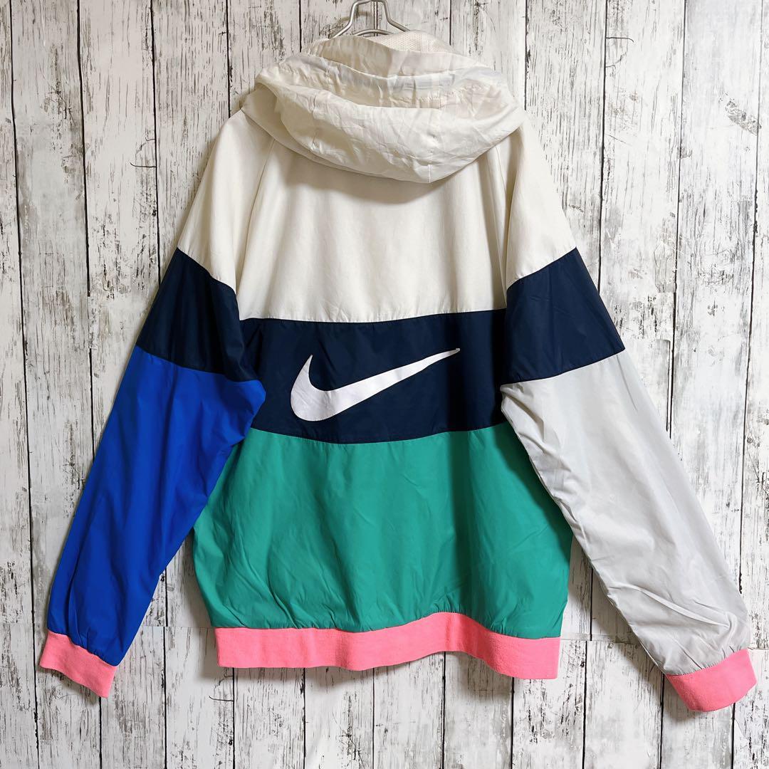 NIKE ナイキ ナイロンジャケット L 白紺緑 マルチカラー ビッグ NIKE ナイキ ナイロンジャケット L 白紺緑 マルチカラー ビッグ