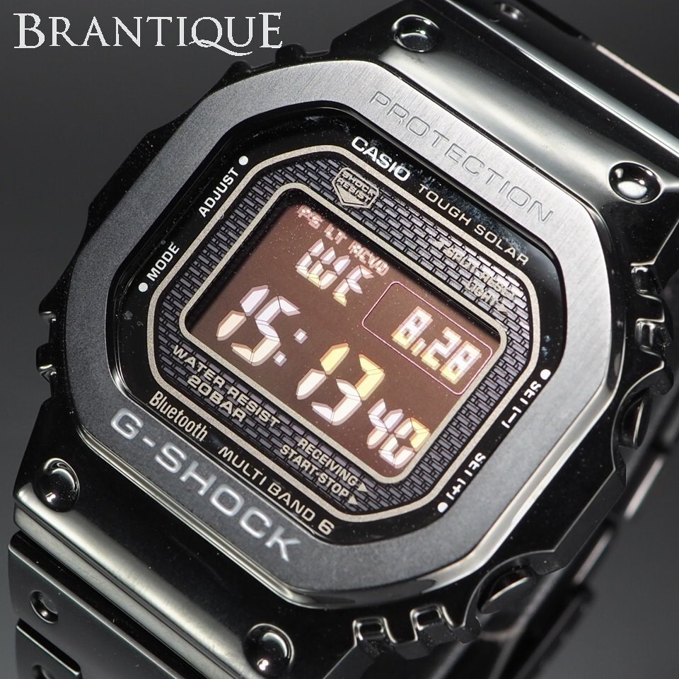 ■1円～■ CASIO G-SHOCK デジタル フルメタル GMW-B5000GD-1JF 電波ソーラー SS 黒 USED 稼働品 箱 保 メンズ 腕時計 「24827」