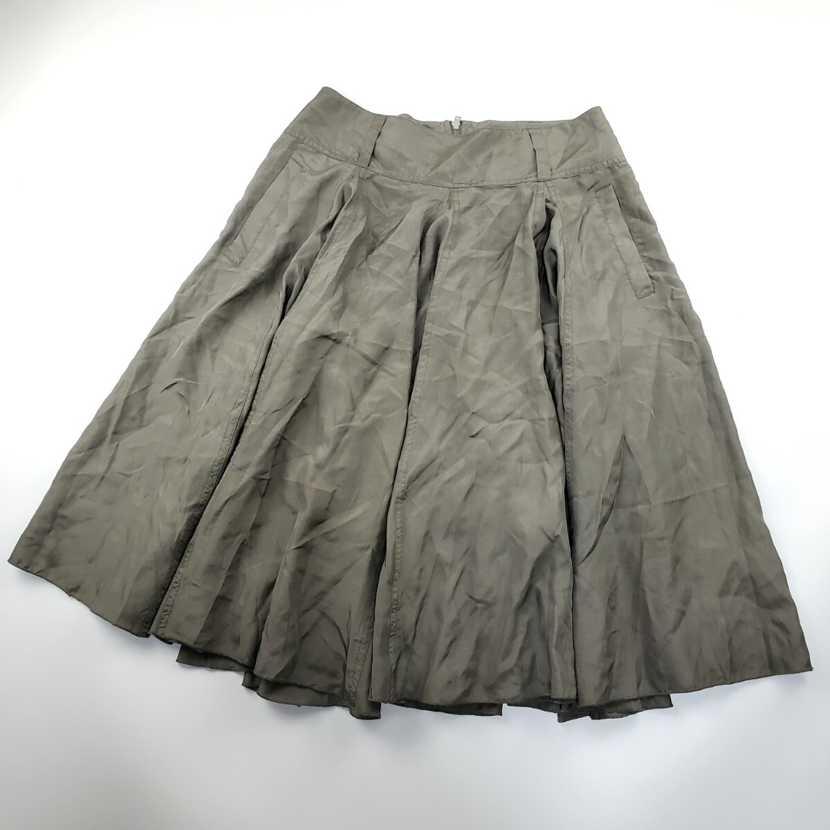 ◇a 【高級シルクの滑らか質感】 マックス&コー MAX&Co. シルク100% フレア スカート 38サイズ 婦人服 レディース ボトムス