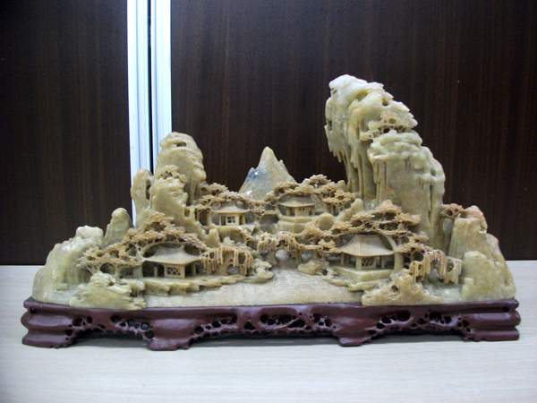 大理石彫刻 置物 中国工芸品 美術工芸品 石細工 オブジェ 横幅36 大理石彫刻 置物 中国工芸品 美術工芸品 石細工 オブジェ 横幅36