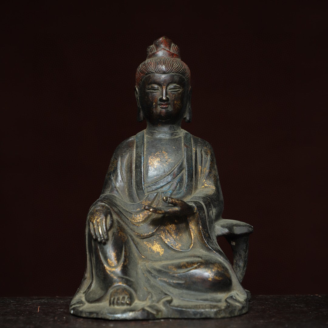 蔵友館蔵品・銅製・拓金・觀音菩薩像】・希少珍品・置物・賞物・ 蔵友館蔵品・銅製・拓金・觀音菩薩像】・希少珍品・置物・賞物・