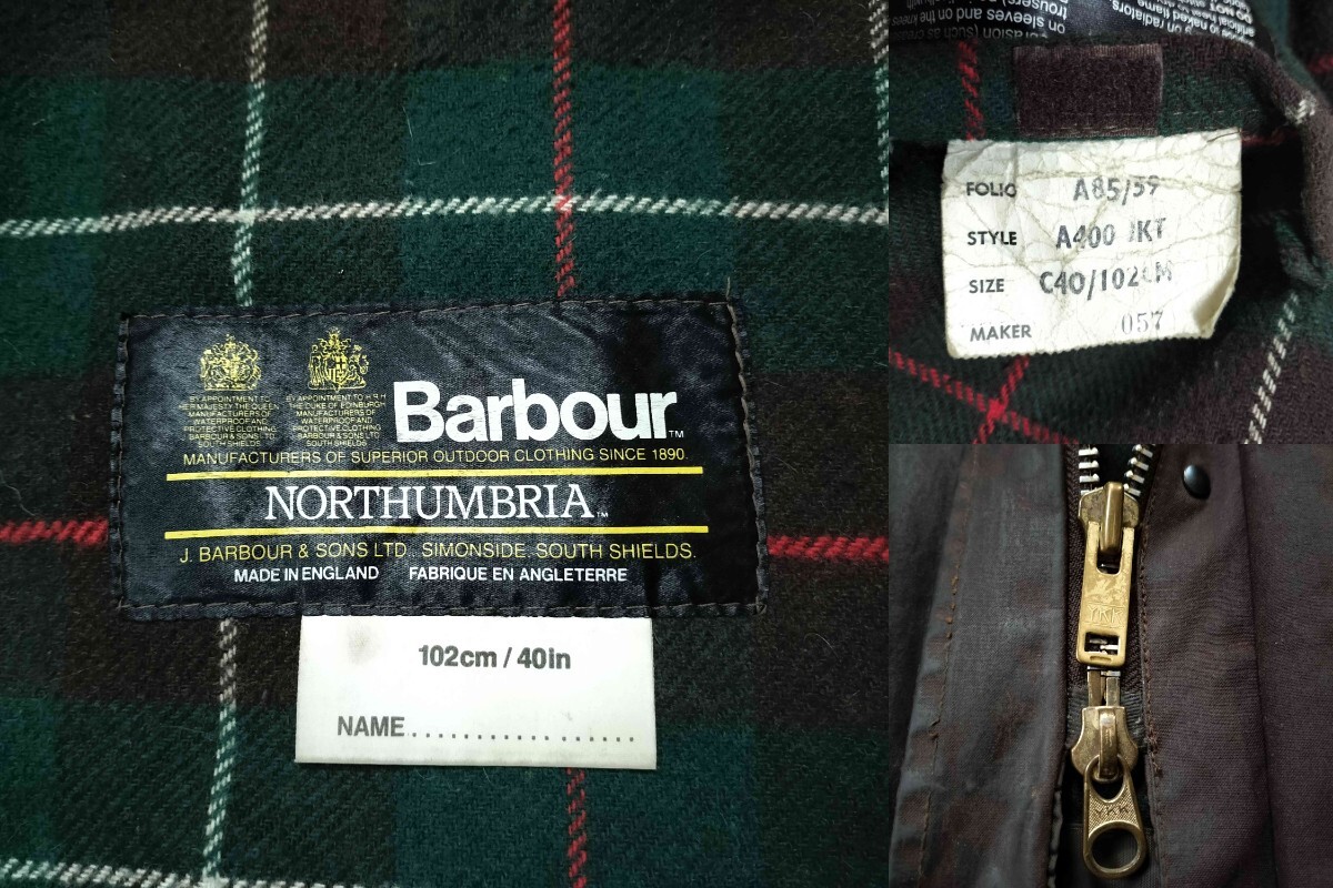 80s BARBOUR northumbria c40ラスティックブラウン 2ワラント 80s BARBOUR northumbria c40ラスティックブラウン 2ワラント