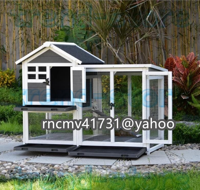 新品、未使用 ニワトリ小屋 兎 ペット別荘 ハウス 木制 ハト小屋 防雨防腐 ウサギ 飼育 屋外養(yǎng)殖 庭 掃除しやすい グレー