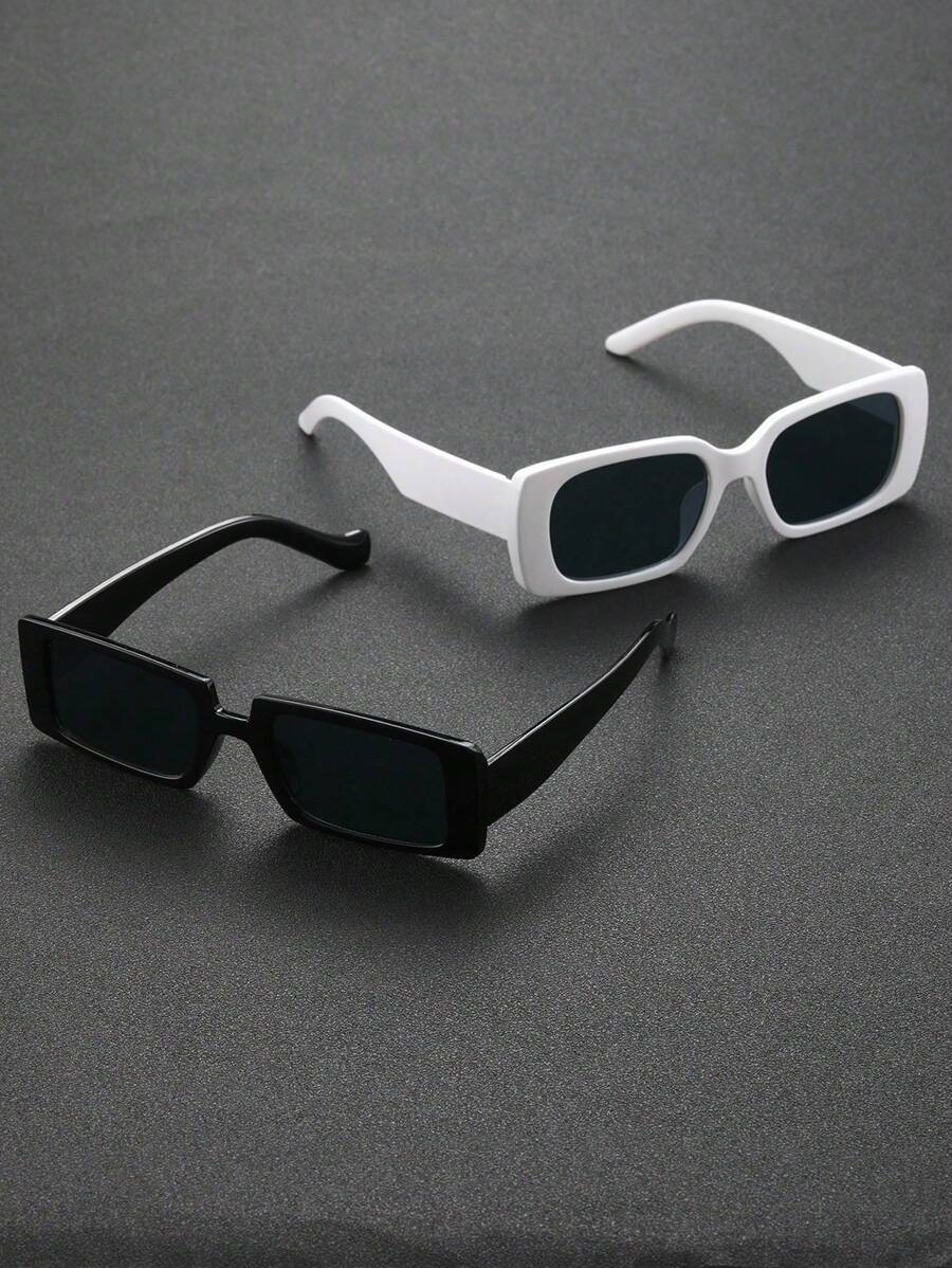  accessory men's glasses or accessory square frame fashion sunglasses black white 2 piece collection men's cool travel everyday put on 