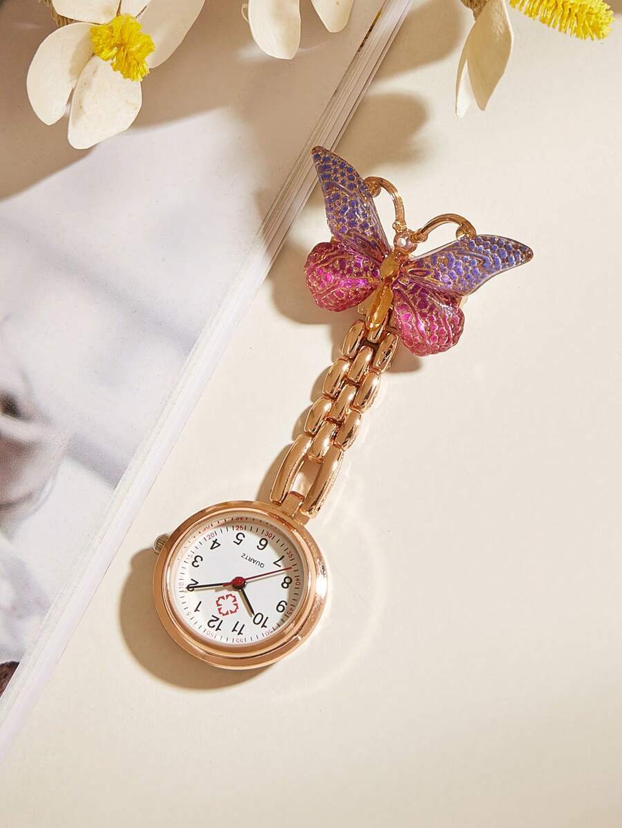  wristwatch pocket watch 1 piece woman rose Gold zinc alloy chain fashonabru butterfly . decoration circle . dial, everyday. 