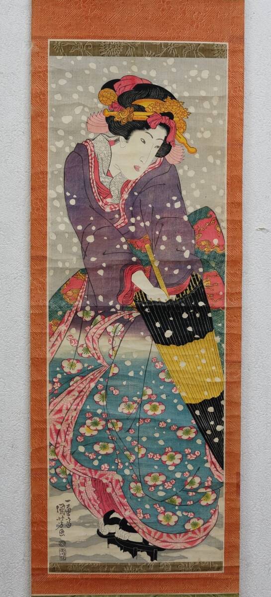 浮世絵美人画 7枚セット 木版画 真作】a-58 歌川国芳 美人画 浮世絵 木版画 掛軸 江戸時代 蔵出し