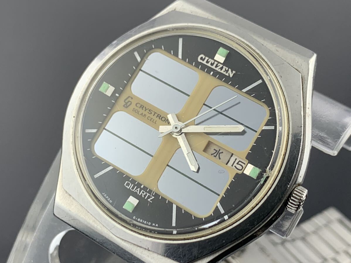 [A1355]1円～☆メンズ腕時計 クォーツ CITIZEN シチズン CRYSTRON 4-860811 動作品