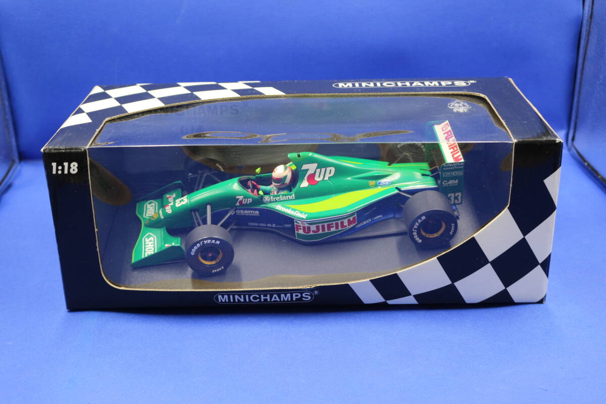 35-7 [現状品][箱イタミ]MINICHAMPS ミニチャンプス 1/18 Jordan Ford 191 Belgian GP 1991 7UP #32(グリーン×ブルー)