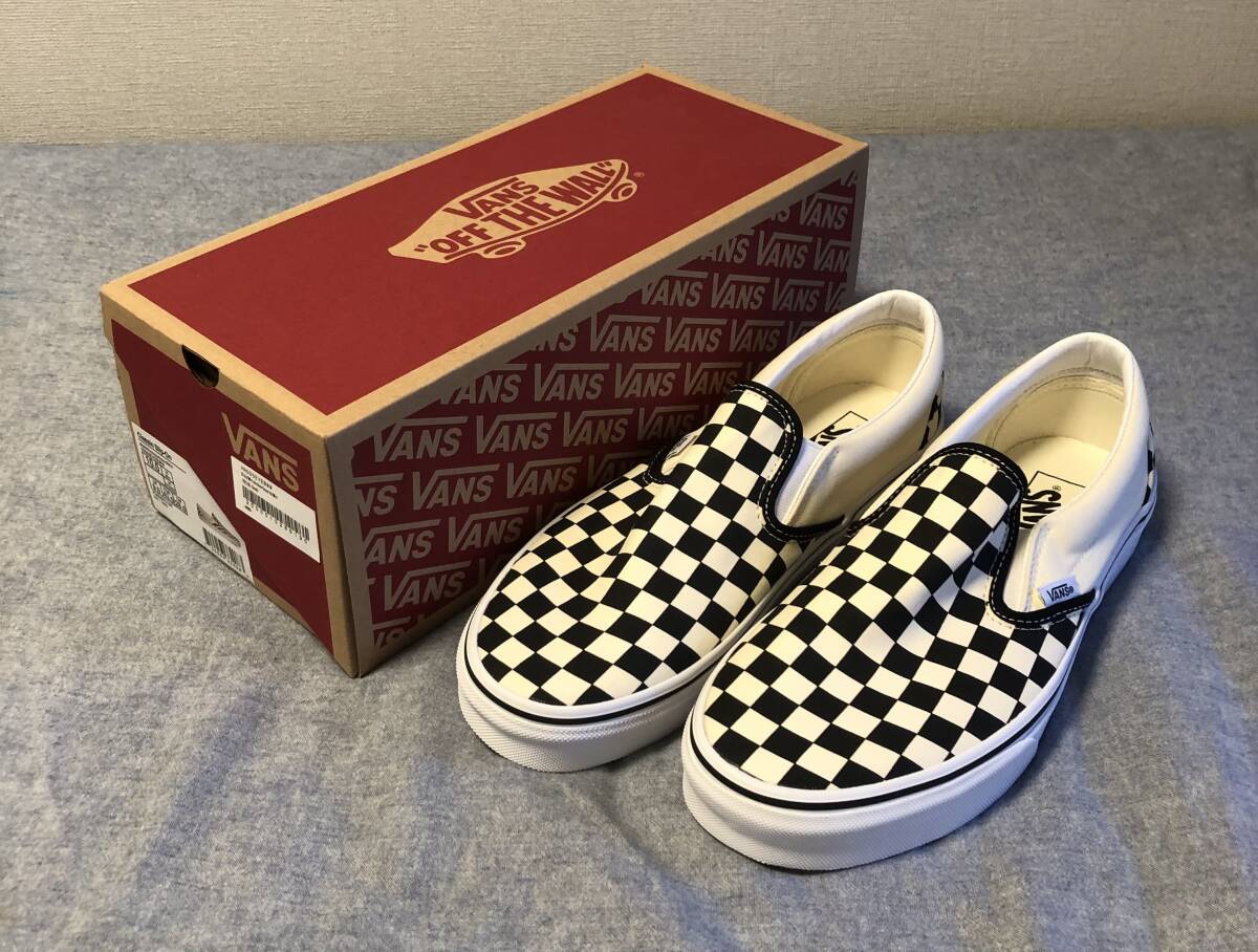 新品未使用 28cm VANS クラシック スリッポン VN000EYEBWW バンズ チェッカー ボード ホワイト ブラック