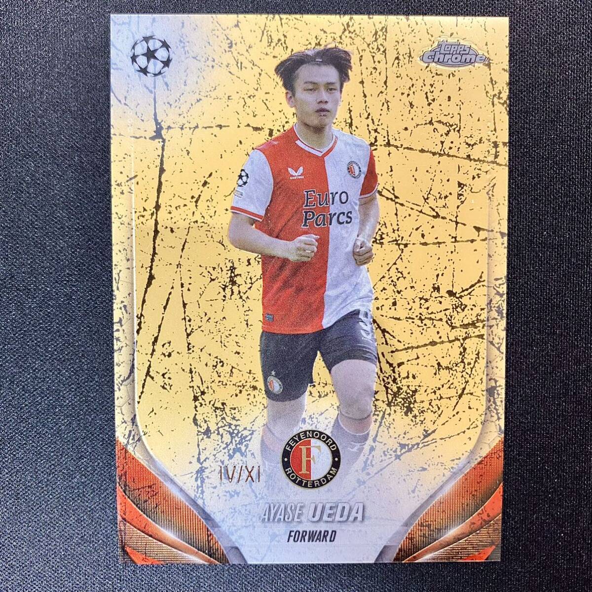 2023-24 Topps Chrome UEFA Ayase Ueda IV/XI (4/11) Roman Numeral Super Rare SSP (1:1，881 Hobby) Feyenoord 上田綺世