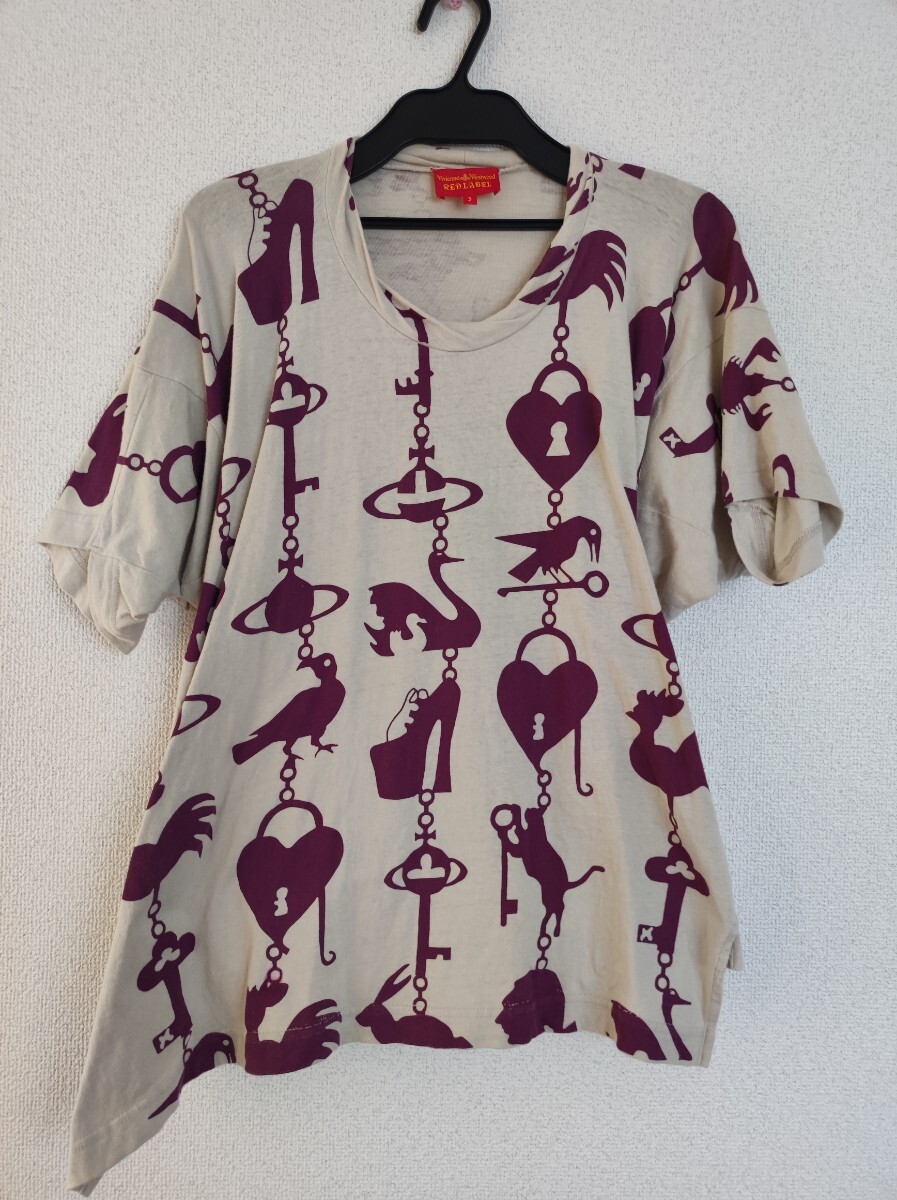 希少✨【Vivienne Westwood】変形 Tシャツ オーブ トップス 鍵 vivienne westwood オーブ柄 変形 Tシャツ ハート 鍵 カットソー