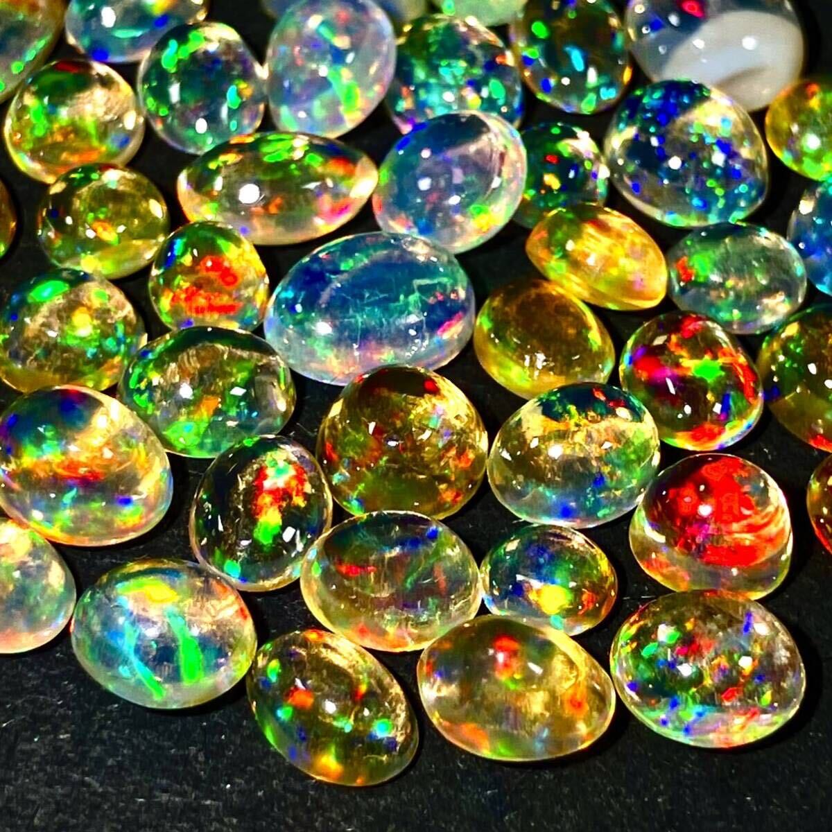 遊色効果抜群!!［天然オパールおまとめ50ct］A 重量約10g ルース 裸石 宝石 ジュエリー jewelry opal 遊色 