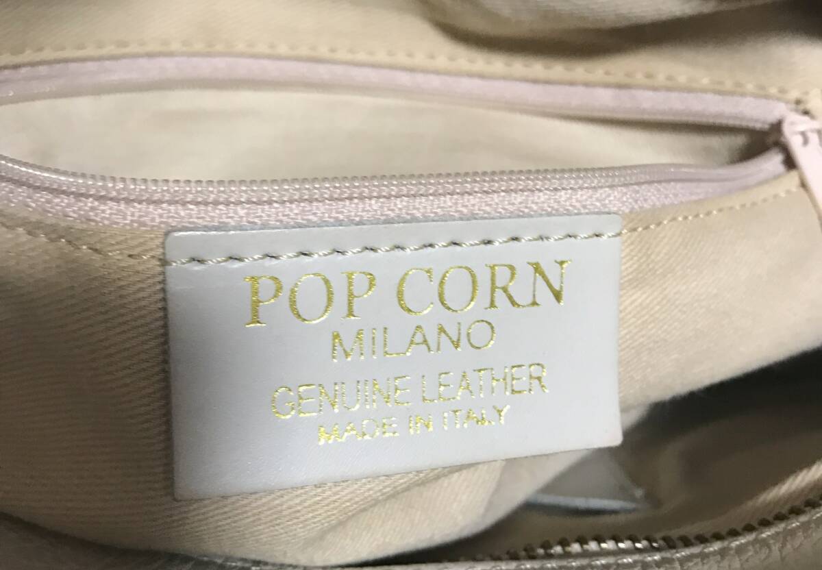 no26634 POP CORN MILANO ポップコーンミラノ イタリア製 本革 レザー 肩掛けショルダー トート ミニボストン バッグ ☆_画像8
