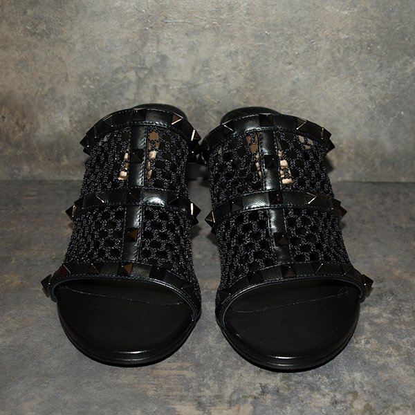 未使用・VALENTINO GARAVANI◇ヴァレンティノ ガラヴァーニ・ロックスタッズ メッシュスライドサンダル◇36・1/2サイズ ブラック_画像3