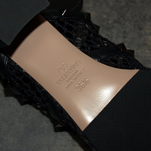 未使用・VALENTINO GARAVANI◇ヴァレンティノ ガラヴァーニ・ロックスタッズ メッシュスライドサンダル◇36・1/2サイズ ブラック_画像7