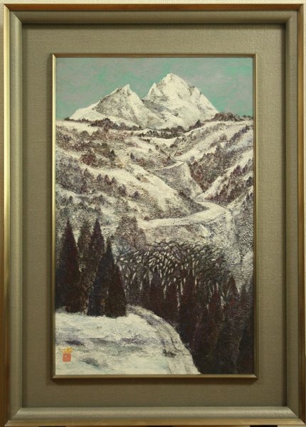 ★値下げ◆美品◆由里本出 「信濃の冬」 １０号 共シール 日春賞 日展特選 お勧めの品！日本画 Izuru Yurimoto★