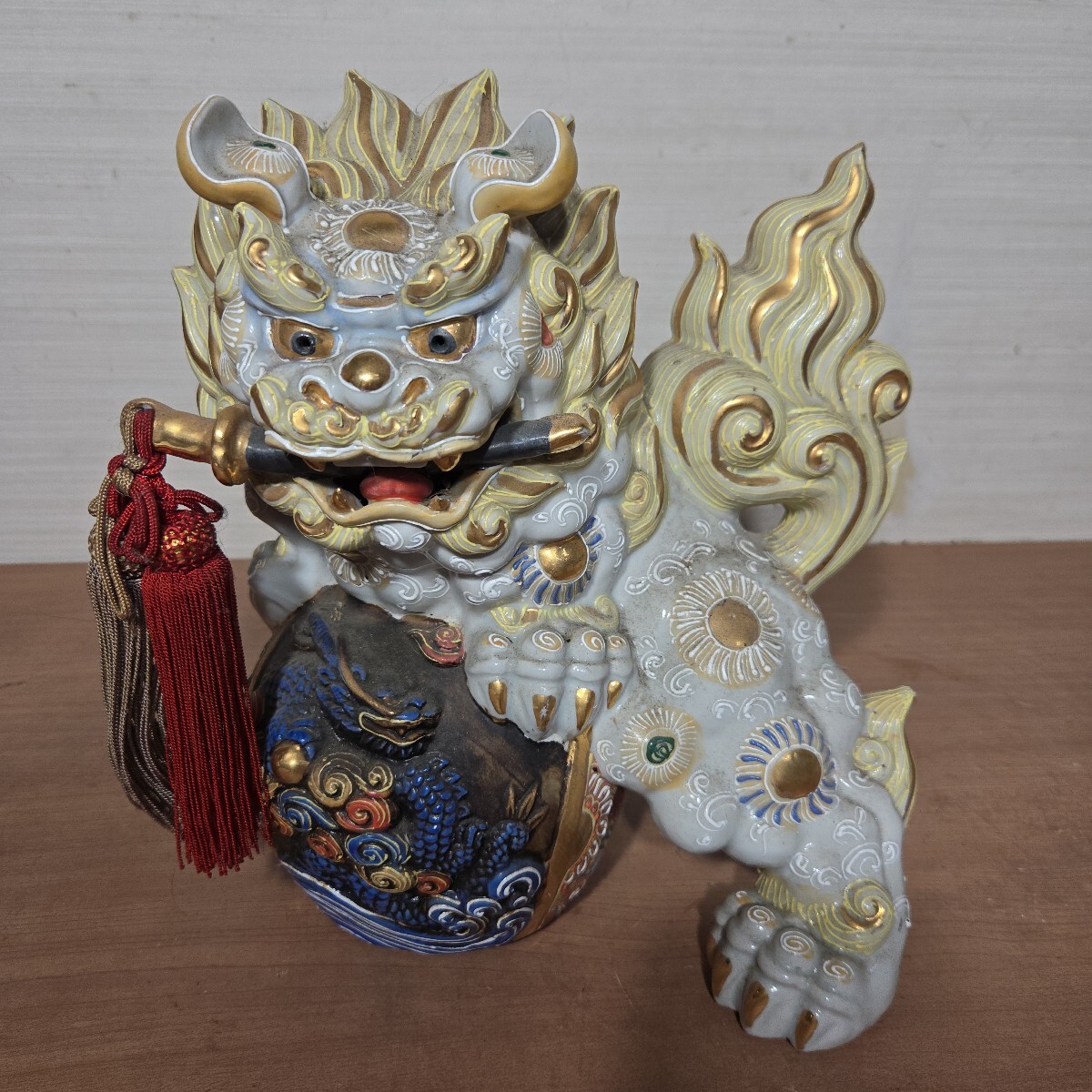 九谷焼 魔除け 獅子 置物 中古品 ①|九谷 九谷焼 魔除け 獅子 置物 中古品 ①|九谷