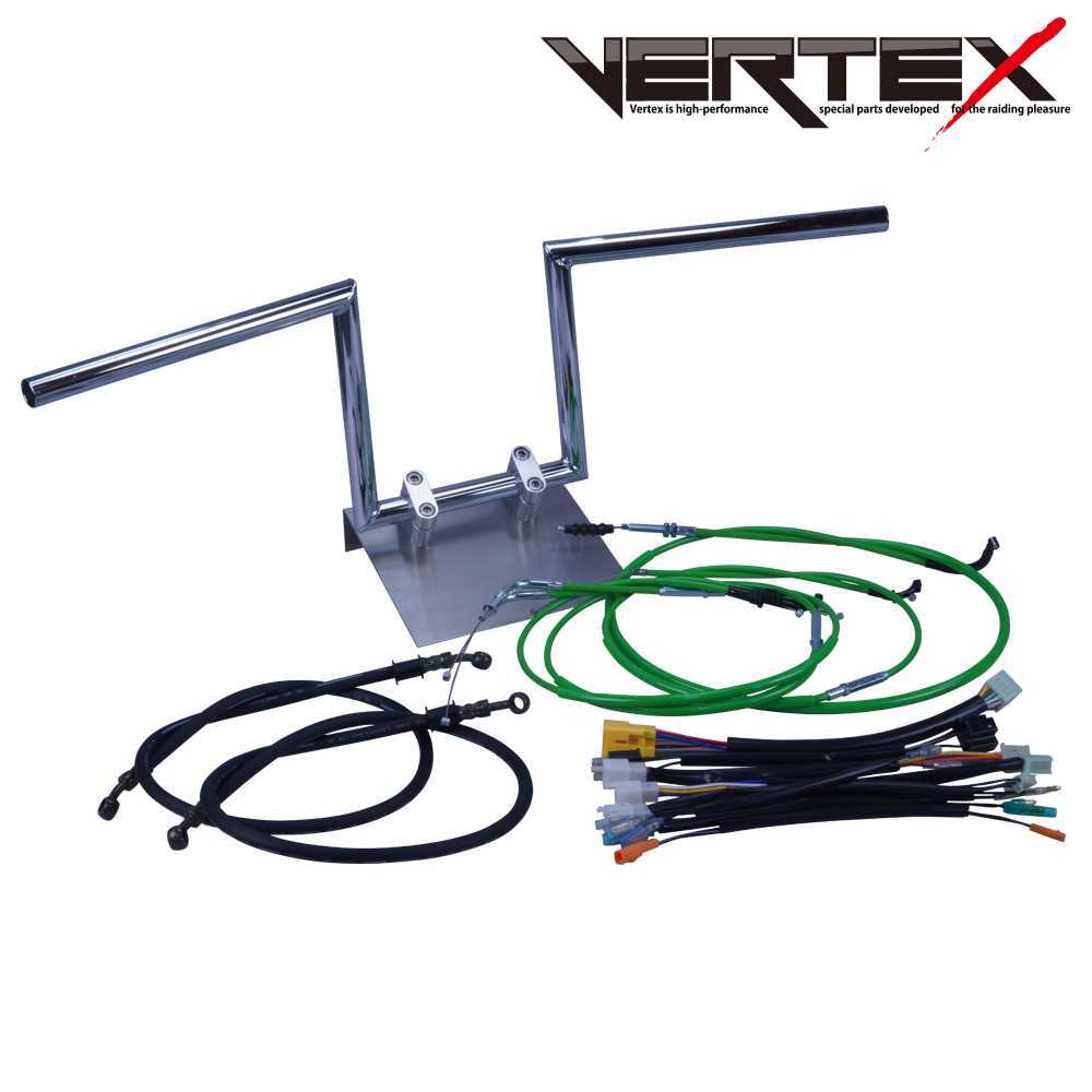 XV250ビラーゴ 88-92 アップ ハンドルセット ロボハン アップ 20cm グリーン カラー ラバーブレーキホース