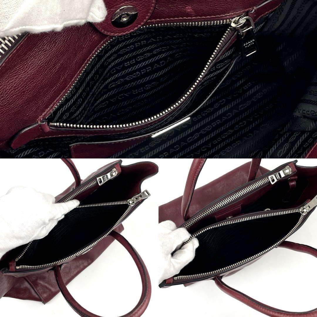 PRADA プラダ サフィアーノ 値下げ 美品 バーガンディ PRADA プラダ サフィアーノ 値下げ 美品 バーガンディ