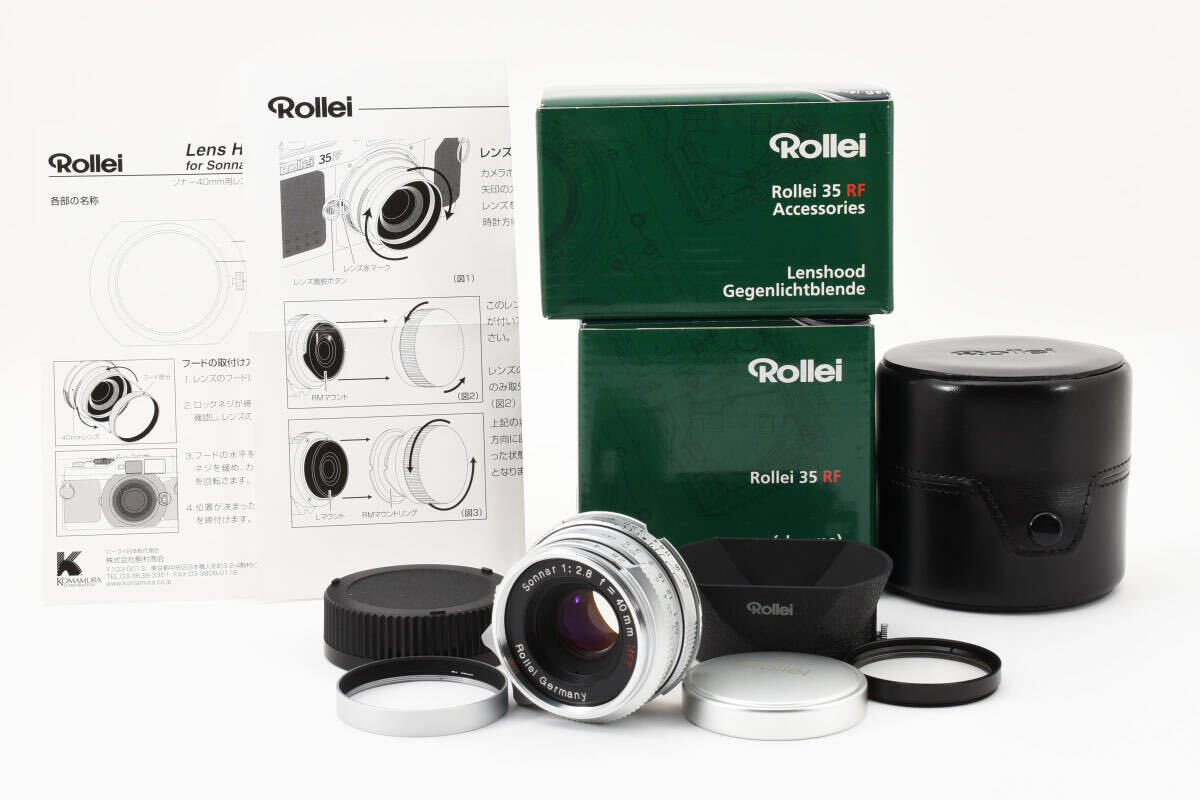 保管品 Rollei ローライ Sonnar 40mm F2.8 HFT Leica ライカ Lマウント Mマウント Adapter アダプター付属 純正レンズフード付属