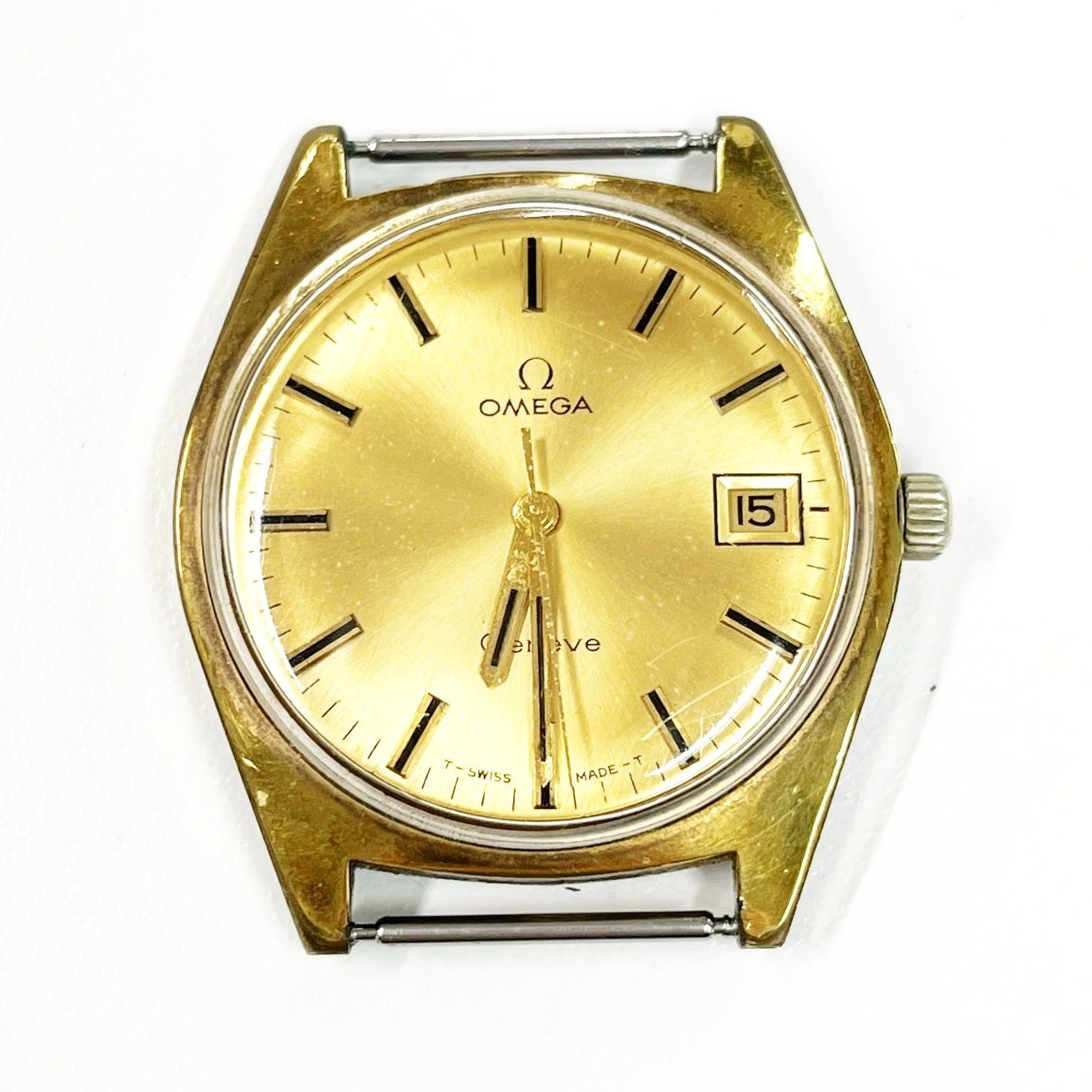 【1円スタート】【訳あり品】OMEGA オメガ ジュネーブ GP ゴールド文字盤 手巻き メンズ腕時計 313877