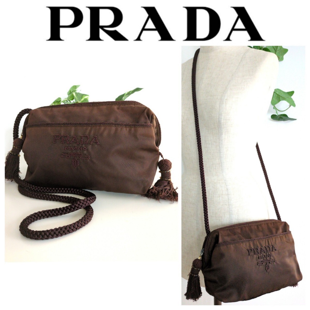 【PRADA】24AW, 新色★刺繍ショルダーストラップ付 カメラバッグ プラダ PRADA ビーズ 刺繍 ショルダー バッグ