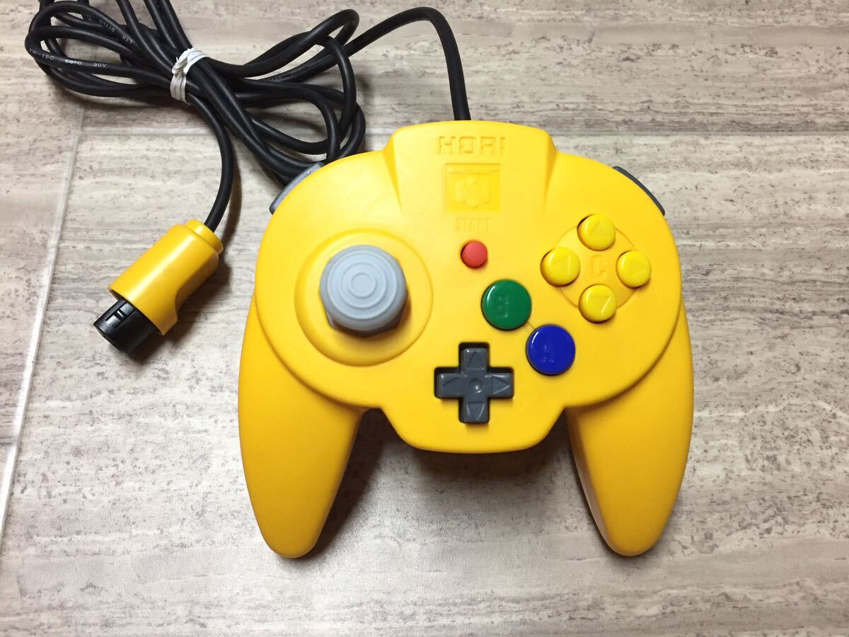 ☆美品即決☆N64 ニンテンドー64 ホリパッドミニ　64 コントローラー HORIPAD イエロー　コントローラーパック付き