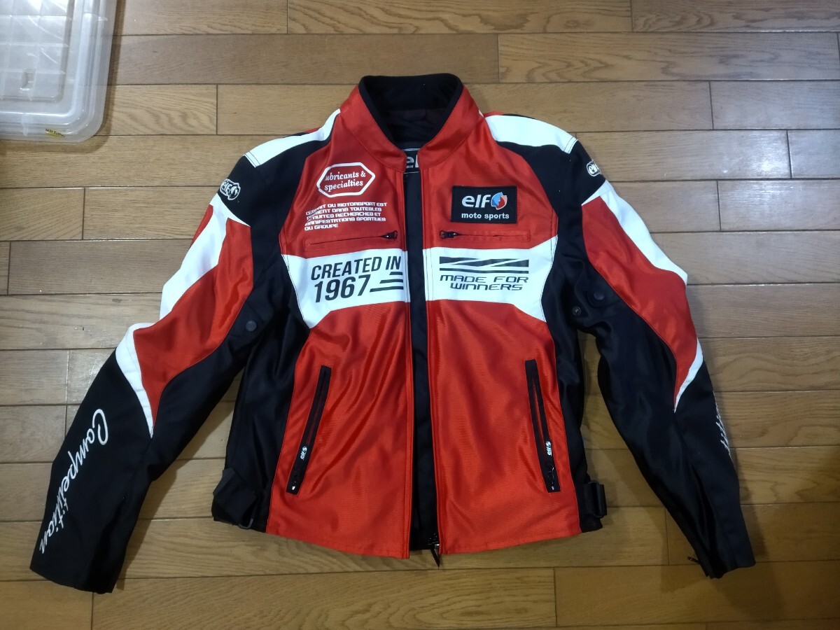 elf moto sports エルフ バイクジャケットレーシングジャケット赤 送料無料 エルフ elf メッシュジャケット 赤黒白 EJ-S103 L