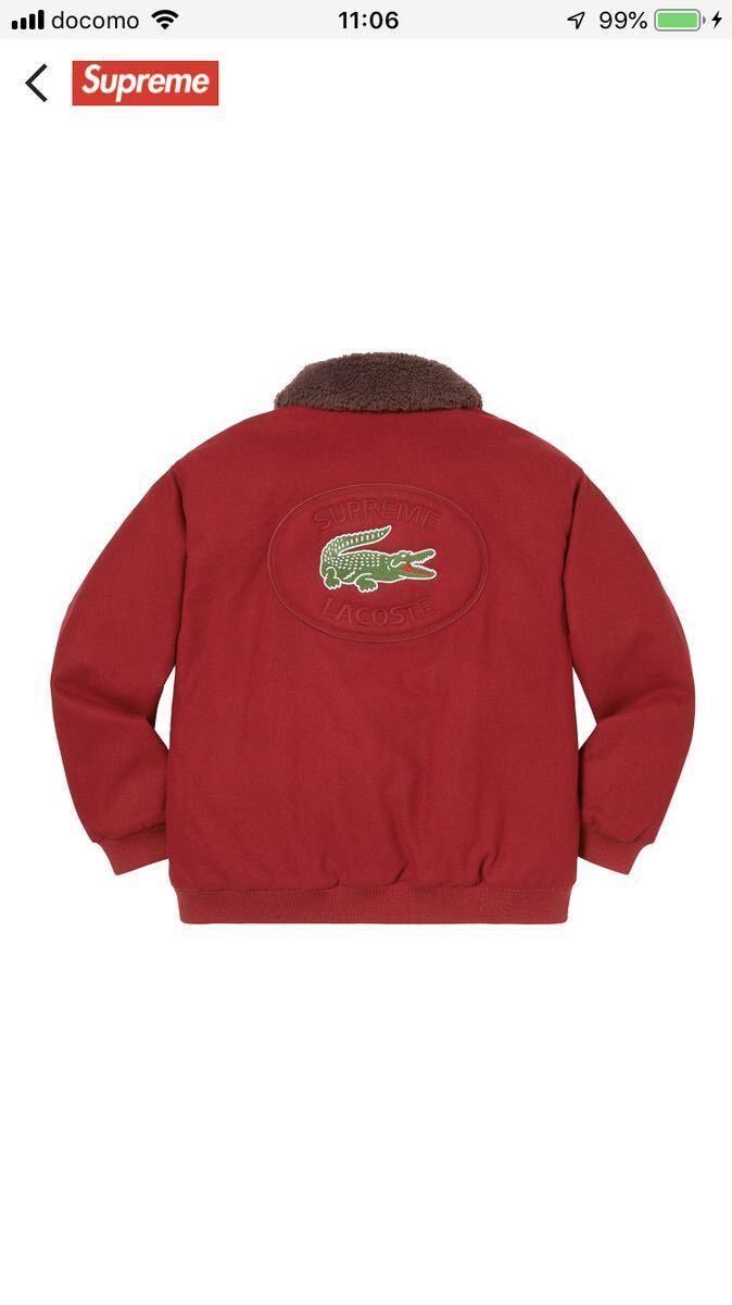 新品未使用 国内正規品 supreme LACOSTE Wool Bomber Jacket red 新品未使用 国内正規品 supreme LACOSTE Wool Bomber Jacket red