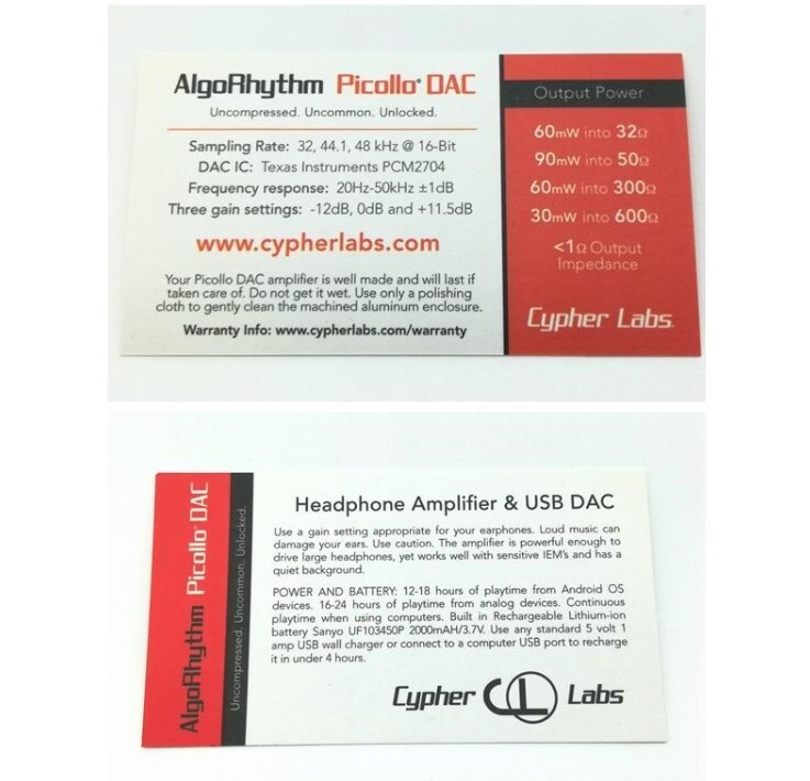  новый товар Cypher Labs AlgoRhythm Picollo DAC портативный усилитель слуховай аппарат усилитель наушники DAC имеется USB подключение в высоком разрешени прибыль 3 уровень серебряный 