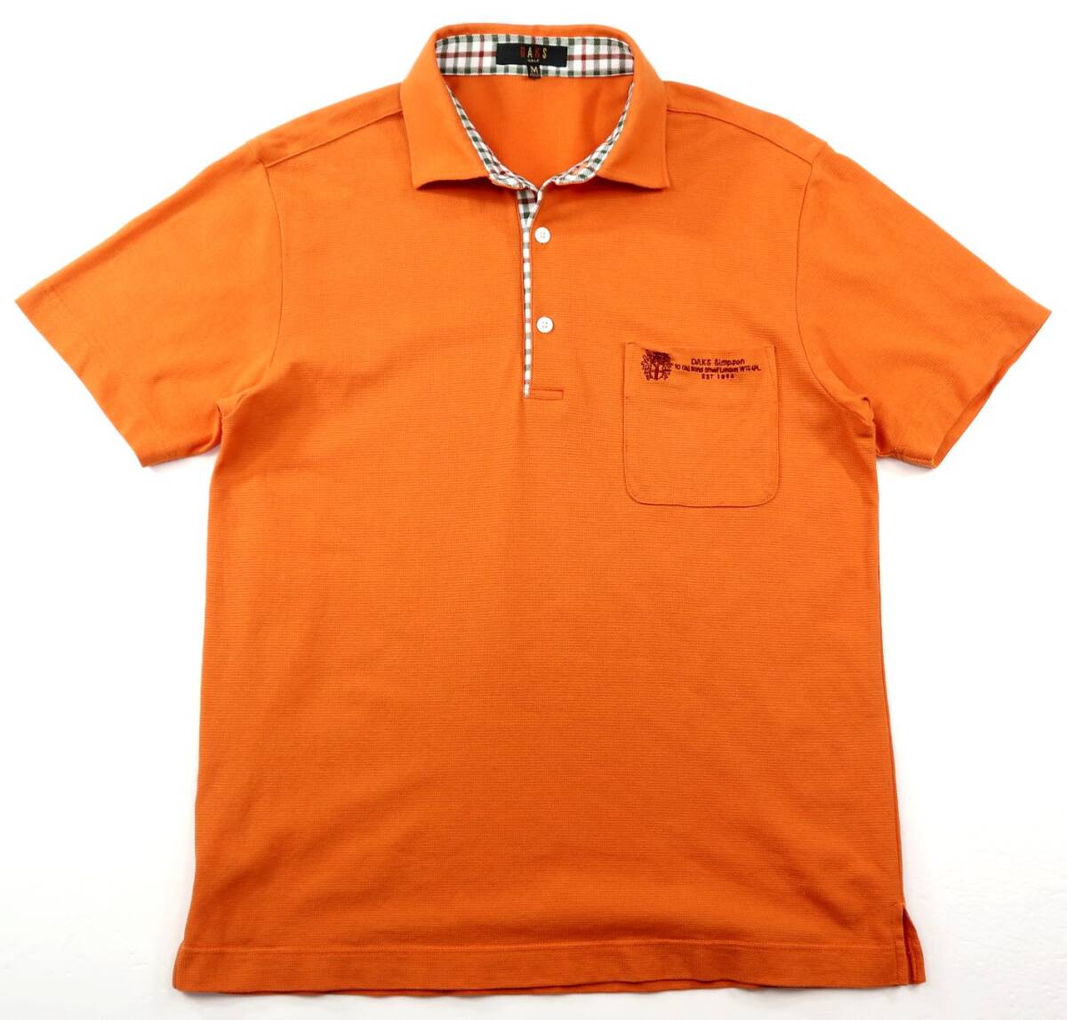 美品★DAKS GOLF ダックス・ゴルフ　チェック使い 半袖ポロシャツ/オンワード樫山/Mサイズ_画像1